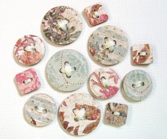 12 shabby chic paper buttons punched embossed 12 shabby chic paper buttons punched embossed