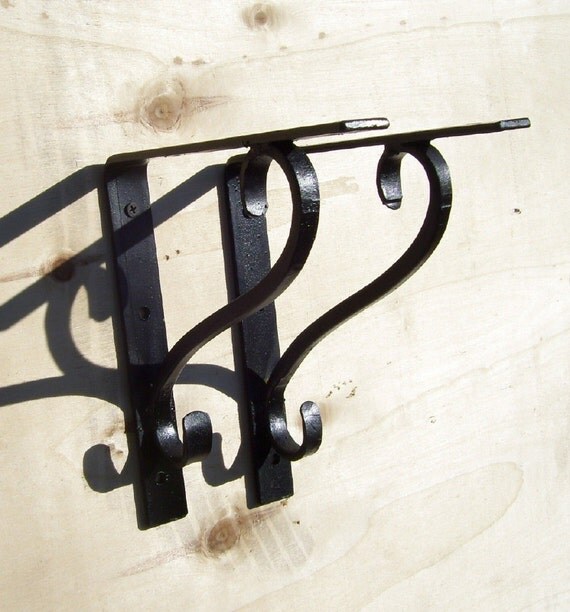 Pair of Heavy ornate Shelf brackets with scrolls Hand crafted by a