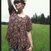 90s FLORAL BABYDOLL Boho Blouse, Tented Flowy TRAPEZE fit