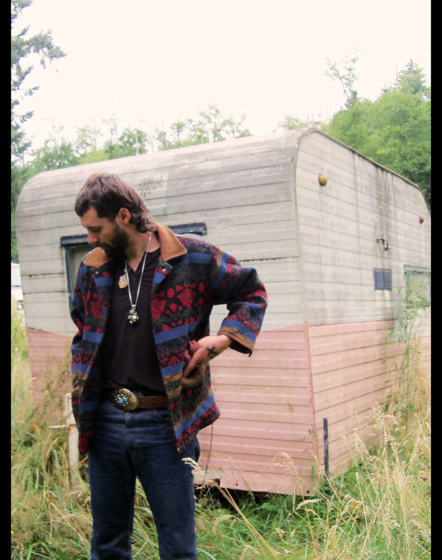 vtg WOOLRICH Western Blanket Saddle Coat Men's Small