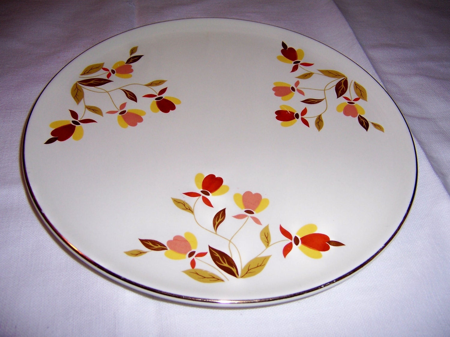 Jewel Tea Autumn Leaf Cake Plate By Hall China