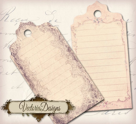 Shabby Chic Tags printable add text digital paper crafting