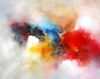 Large Canvas Abstract Oil Painting by Artist Simon Kenny "Past and Present"