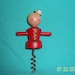 Vintage wooden handpainted corkscrew bottle opener