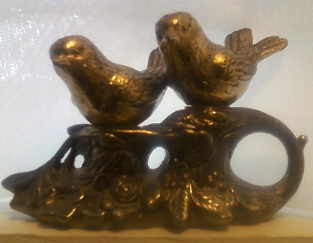 vintage pewter bird salt and pepper shakers