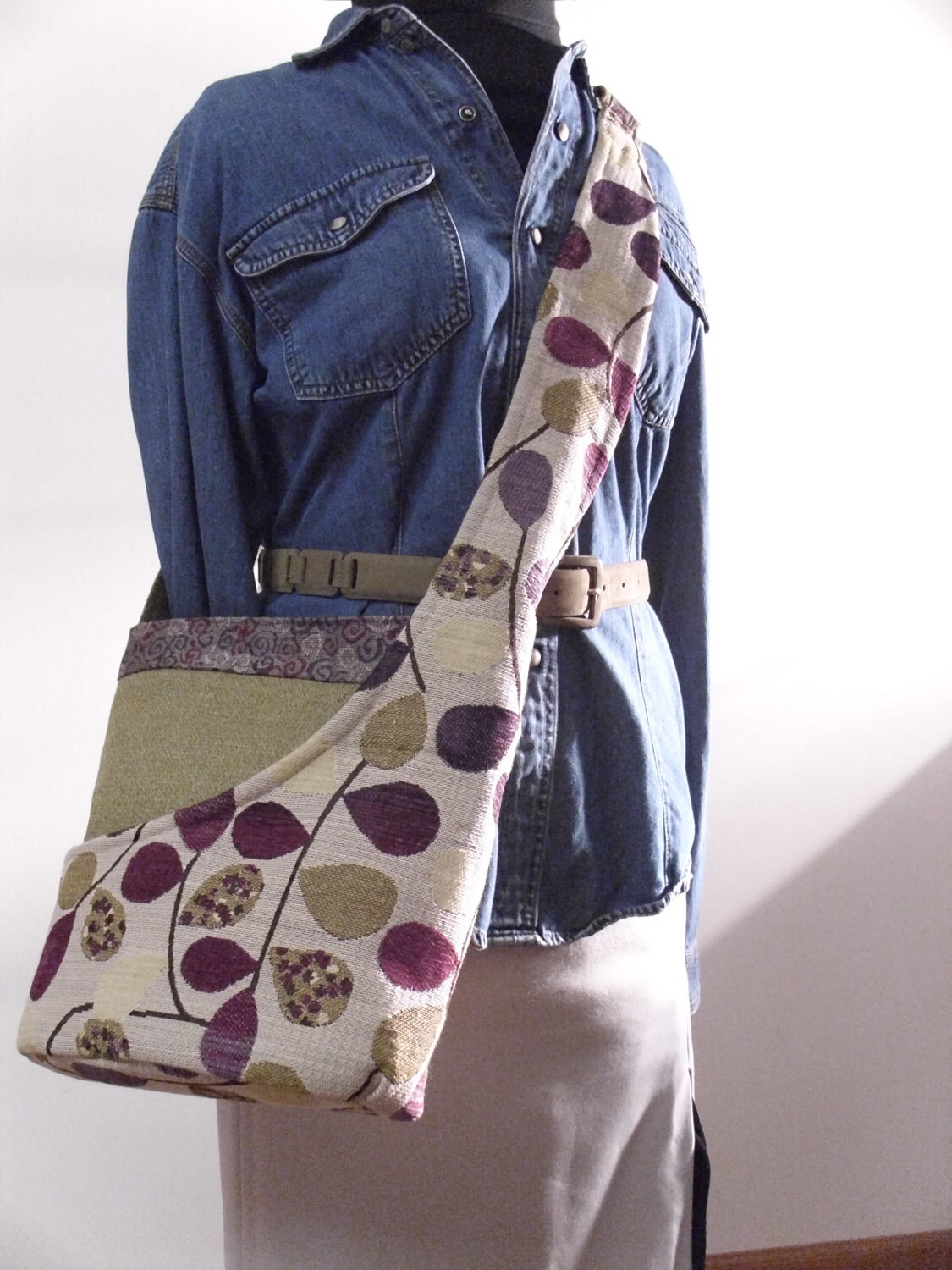 Cross Body Purse Shoulder Bag Upholstery Fabric Floral