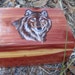 Cedar jewelry Box with woodburned Wolf