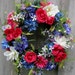 Summer Wreath, Hydrangea Wreath, Fourth of July, Patriotic, Wedding, Floral Garden Wreath