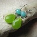 cute kelly green and turquoise blue jade dangle earrings