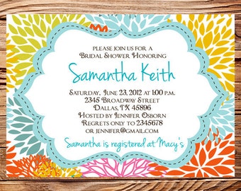 Bridal shower Invitation,wedding shower Invitation,Floral Wedding Shower Invitation,Invite,digital, printable file, 5157