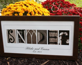 Alphabet Photography Camden Personalized Wedding Gift Family Name Architexture Photo Art, Alphabet Photography Anniversary personalized gift - Sepia 10x20 Modern Frame