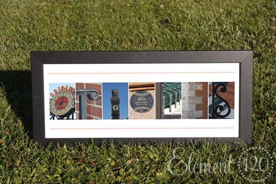 Alphabet Photography Camden Baltimore Orioles Alphabet Photo Letter Art - 8x20 Frame - Photos taken around Camden Yards