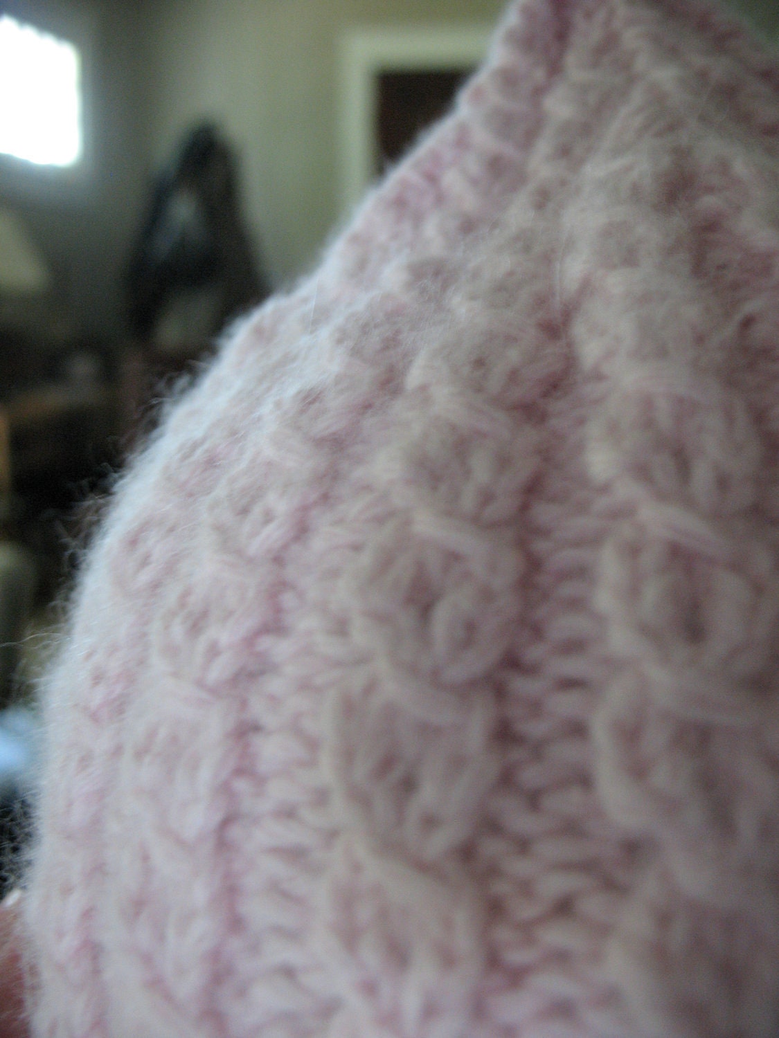Hand Knit Pale Pink Cabled Baby Hat