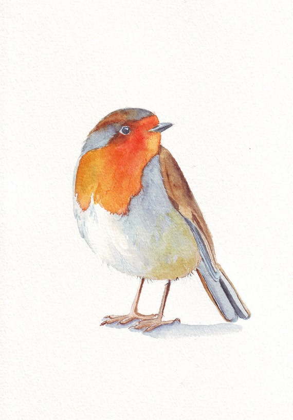 Items similar to Robin Painting - bird print of watercolor painting - 5