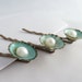 Shell bobby pin set: green limpet and white freshwater pearl, shell hair pin, beach wedding