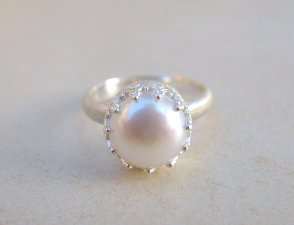 Pearl Engagement Ring In 18k Gold Elegant Vintage By ...