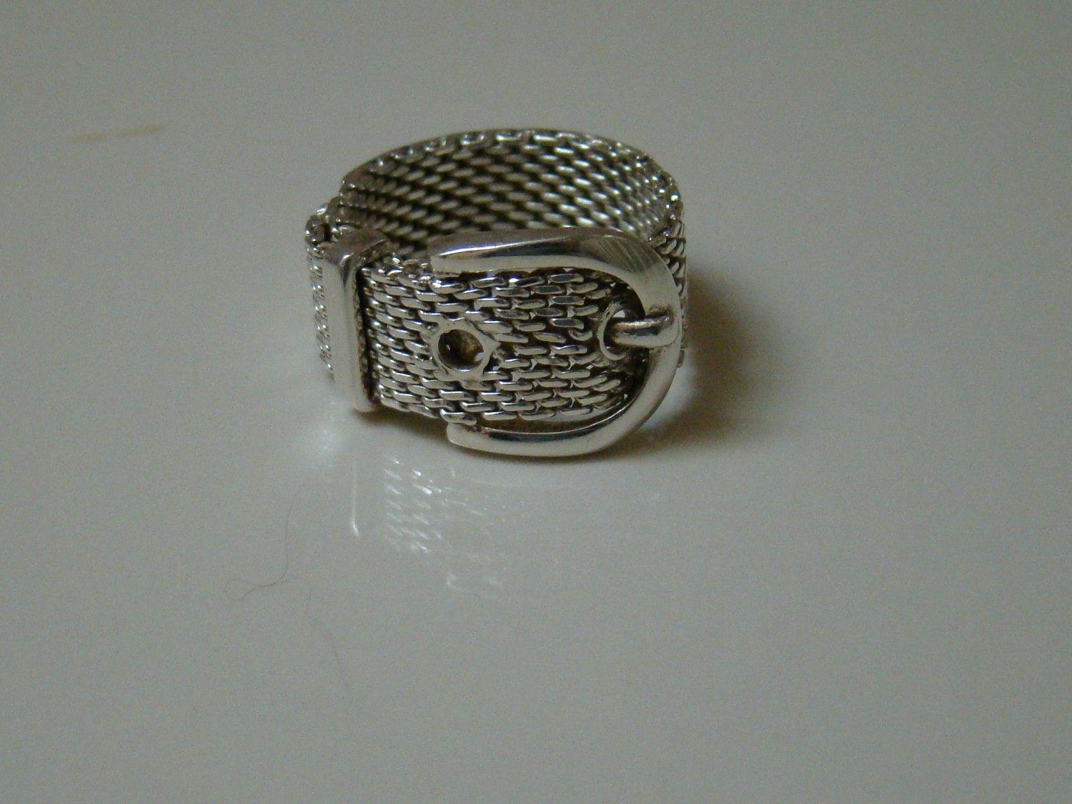 Mesh Belt Buckle Ring Sterling Silver 925 Size 7