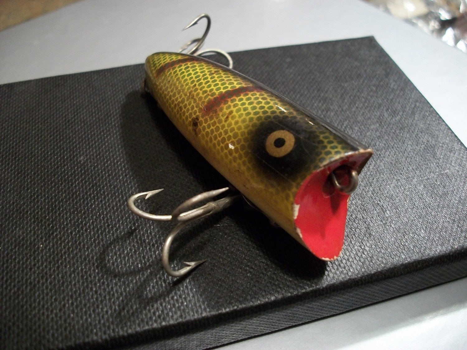 Antique Heddon Baby Lucky 13 Perch Fishing Lure Collectible