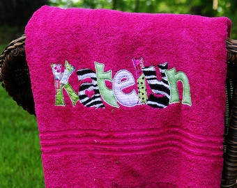Applique Name Towel Personalized Bath Towel