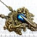 Cleopatra (Gold/Blue) Aged brass filigree pendant Fantasy mythology inspired jewelry - Vintage victorian steampunk gothic style