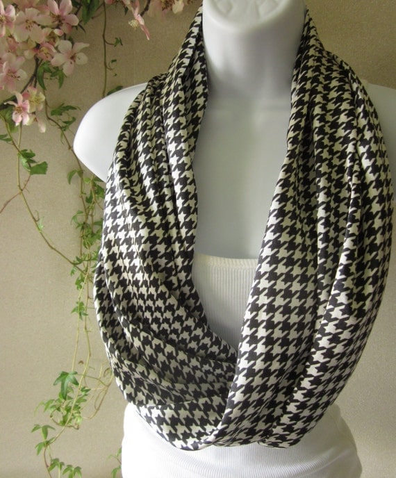 Houndstooth Infinity Scarf Black and White Houndstooth