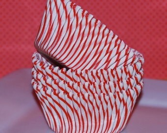 Cupcake liners 50 count - Red stripe cupcake liners baking cups muffin cups cup cake grease proof standard size