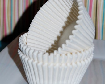 cupcake liners (50) count - white solid cup cake liners baking cups muffin cups cupcake standard size greese proof
