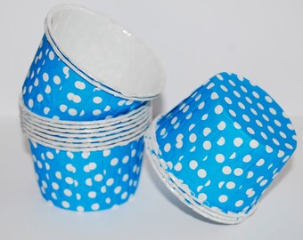 Bright Blue polka dot Candy Cups Nut cups Baking cupcake liners muffin cups Ice cream treat dessert portion cup - 50 count