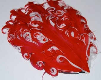 Curly Feather Pad - Two Tone Red on White FP145 - (1 piece)