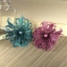 2 Feather Flowers Le Coque Windsor 552831 - exotic feathers fashioned into flowers with pearl centers - teal green and magenta pink