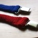 Baby Pacifier Clip Holder knit pair red and blue