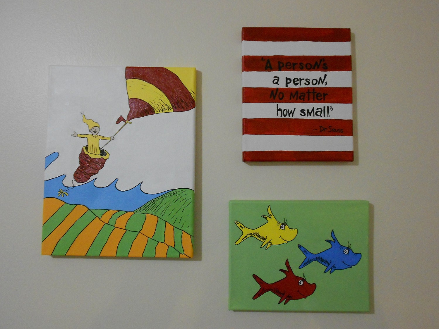 Items similar to Dr. Seuss Wall Art Collection Paintings on Etsy