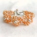 Freshwater Pearl Bridal Cuff, Infinity Styles, Wide Hand Knit Statement Bracelet, JUST PEARLS, pink peach . Wedding Jewelry