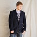 Retro Polyester Blazer. Vintage Men's Navy Blazer 44L 1950's. Eveteam