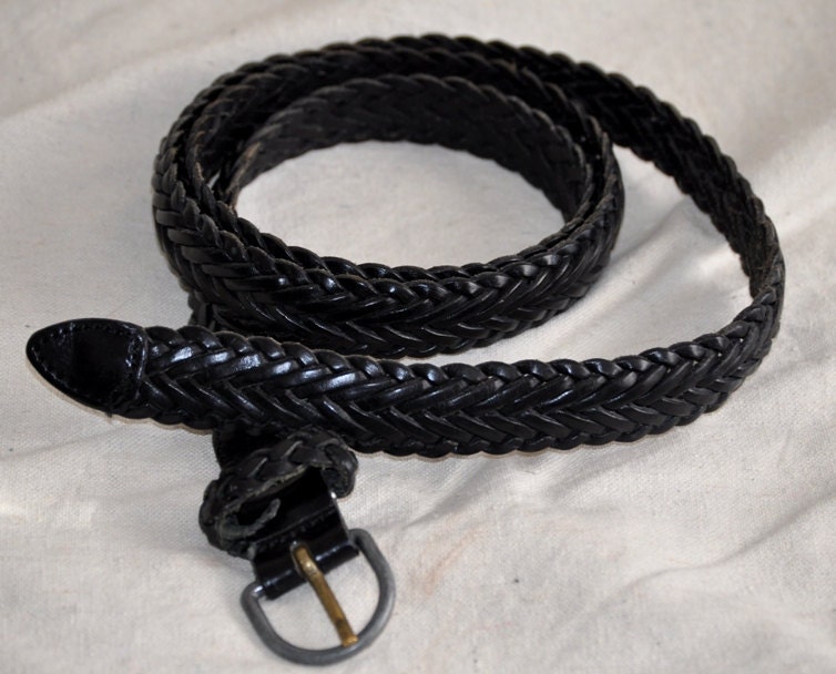 Braided Leather Belt. Vintage Men's Black by ArmorOfModernMen