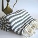 Turkish Bath Towel: Handwoven Peshtemal, Bath, Beach, Spa Towel, Black Striped