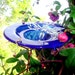 Dragonfly BUTTERFLY FEEDER, stained glass copper, Cobalt Blue, White