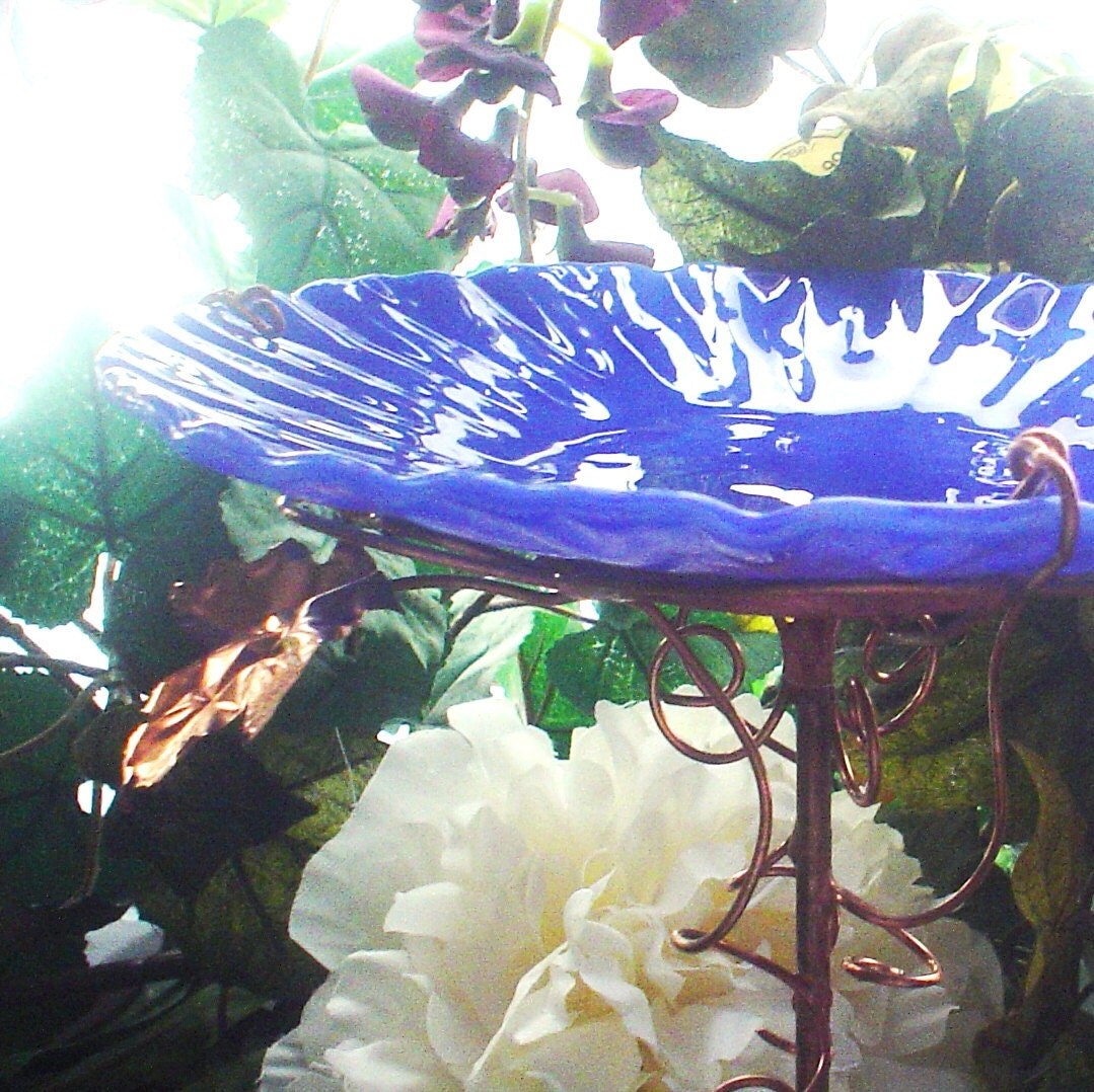 Gifts for Men BIRD BATH Garden stained glass copper
