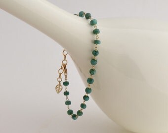 Emerald Bracelet - Simple - Everyday - Elegant - Many Occasions - Bridal Gift - Gift