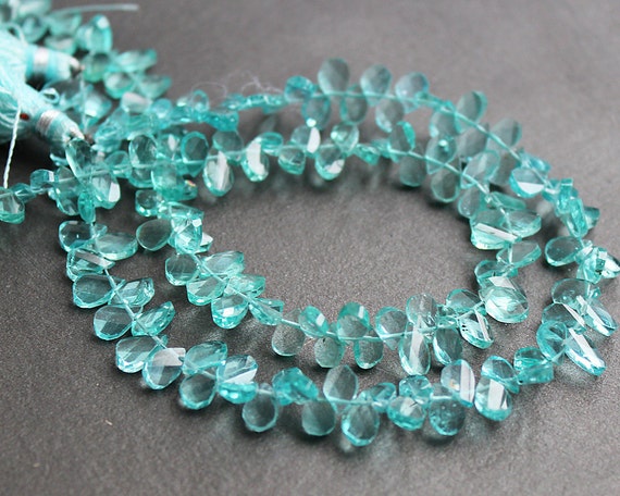 Apatite Faceted Flat Teardrop Gemstone Beads by SweetOliveSupplies