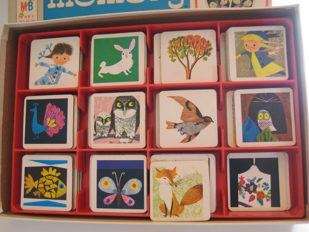 Vintage 1960s Memory Game Milton Bradley Charles Eames