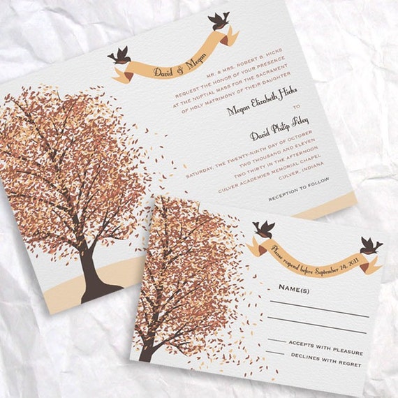 Items similar to Fall Wedding, Invitation and RSVP on Etsy