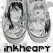 Shoes Manga Comic Book Handpainted, Black & White