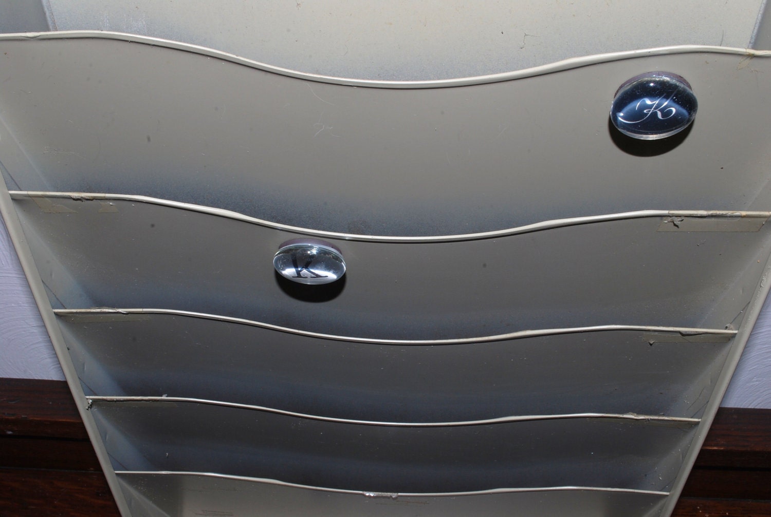 Vintage Tan Metal Wall File Holder Industrial Office