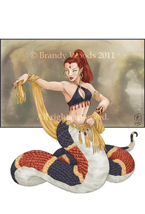 Sexy Snakewoman Naga Priestess Fantasy Pin Up ACEO AFA Art