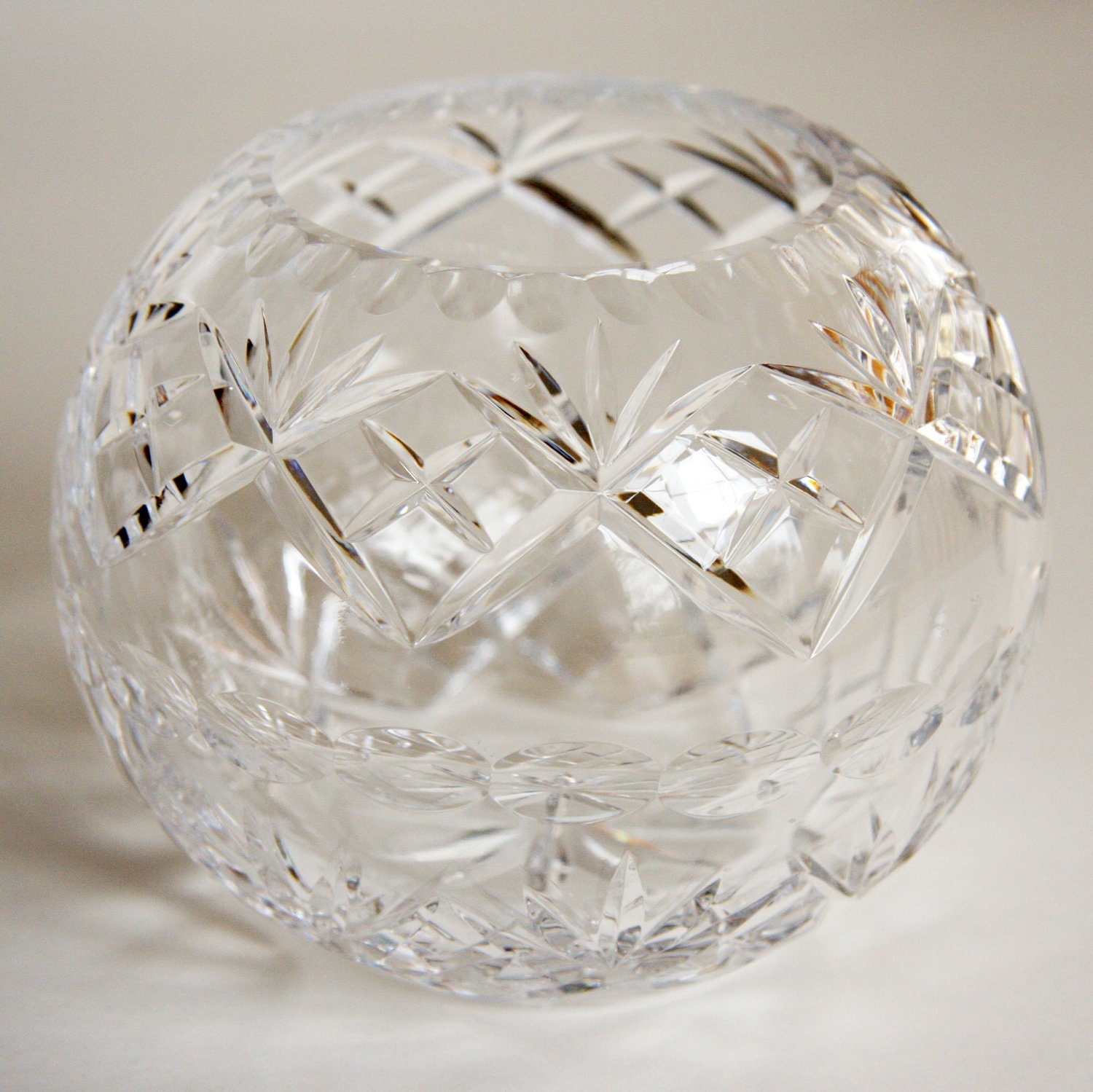 Vintage Crystal Round Vase