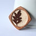 Brown Vintage Lace Leaf on Pale Peach Felt Wooden Brooch, Lace and Mahogany Series