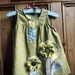 Baby girls top vest dress green upcycled crochet flower floral 6 / 9 months vintage buttons