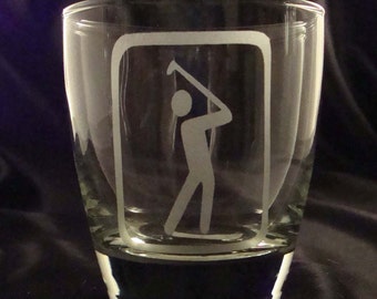 Etched Golfer Barware - Set of 4 Hi-Ball Glasses