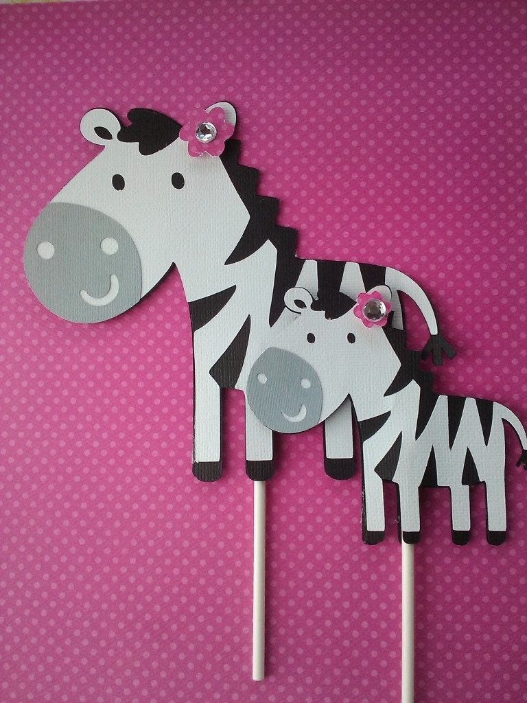 Mommy And Baby Zebra Cake Topper set. Zebra Cake Topper. Zebra